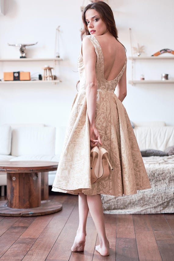Open Back Midi Evening or Cocktail Sleeveless Dress, Hand Embellished Formal  Event Dress - Etsy UK
