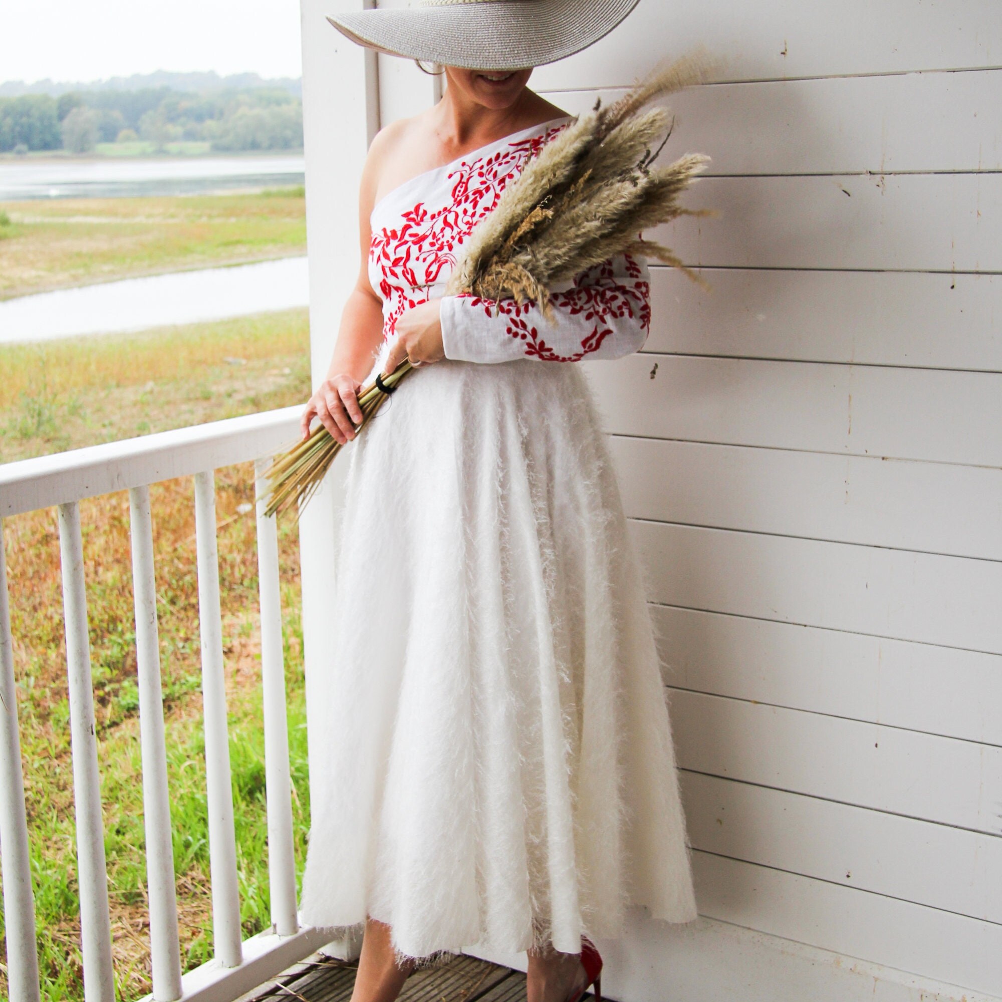 Robe epaule dénudée blanche hotsell
