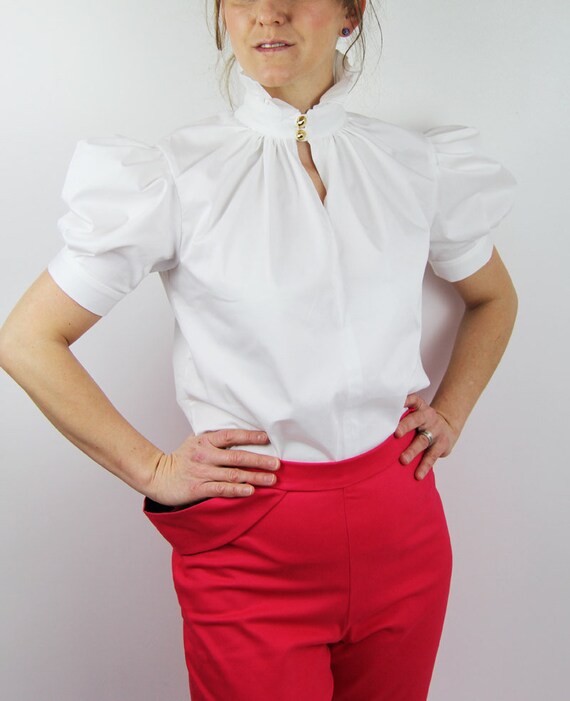 white puff sleeve shirt