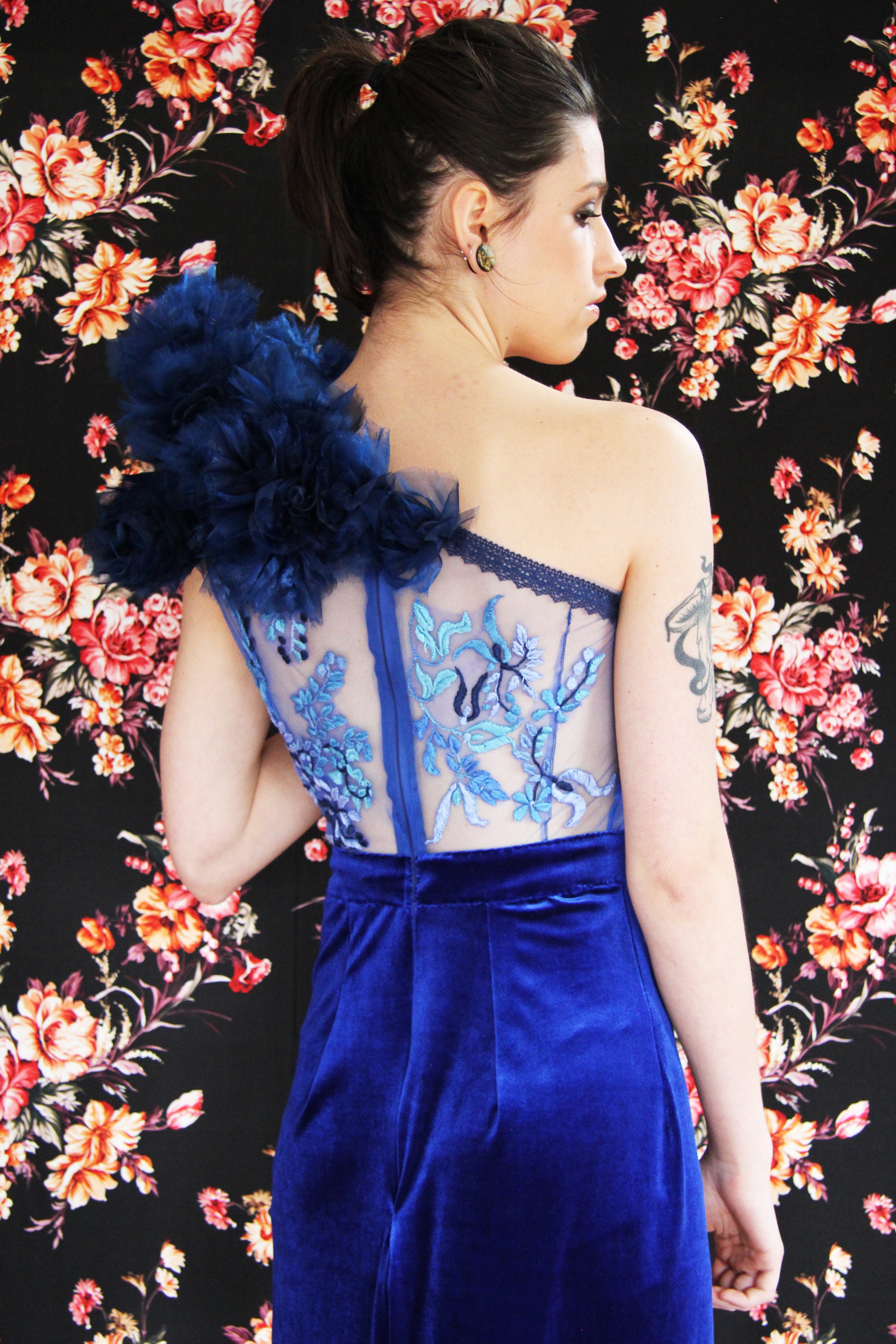 blue velvet one shoulder dress midi blue velvet dress Navy Velvet One Shoulder Midi Dress  AX Paris US