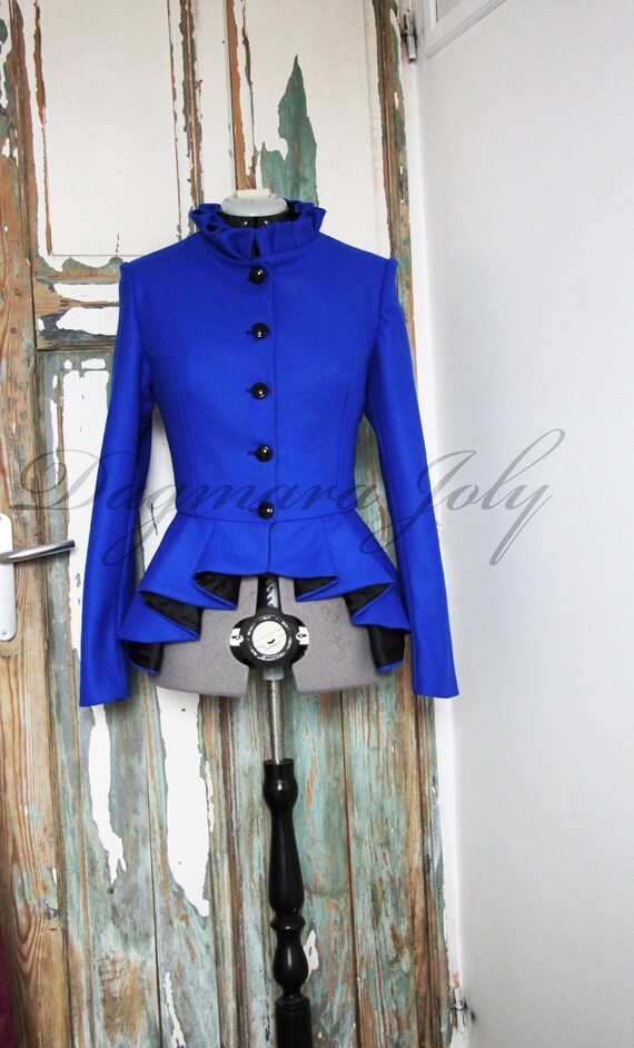 blue peplum jacket