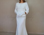 Modern Wedding Crepe Long Skirt Suit, Civil Wedding Outfit, Bridal Separates, City Hall Ceremony