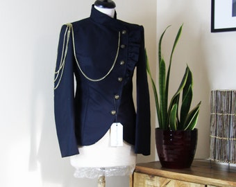 Veste bleue marine femme, Veste asymétrique femme, veste bureau femme, blazere bleue, blazer femme, vêtement femme, vetement du bureau