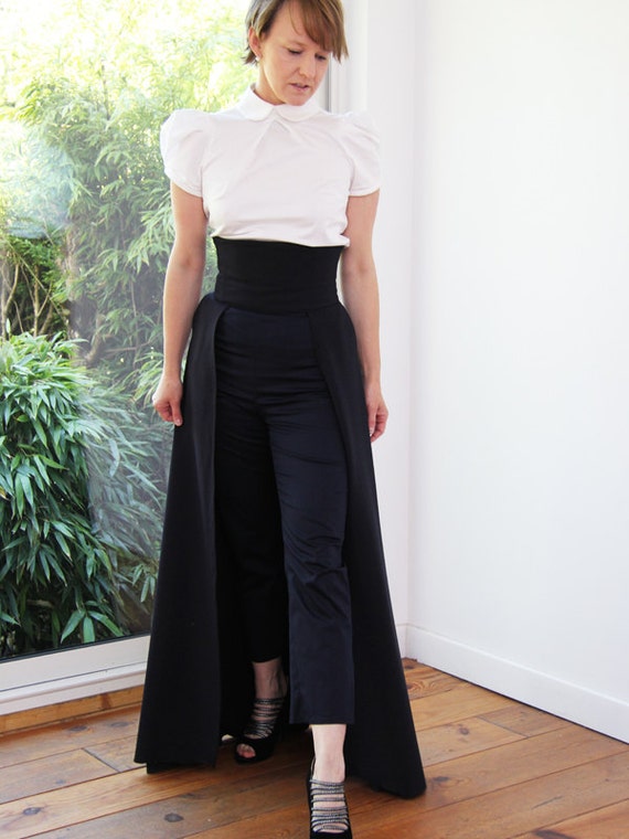 jupe longue taille haute ouverte devant avec pantalon etsy jupe longue taille haute ouverte devant avec pantalon etsy