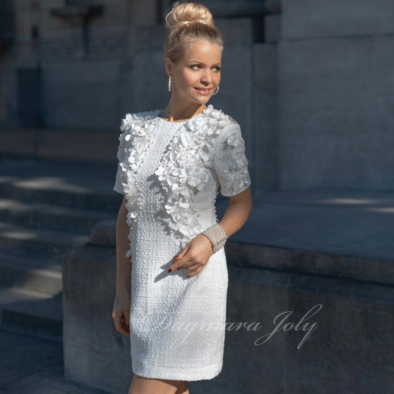 short elopement dress with sleeves Camille