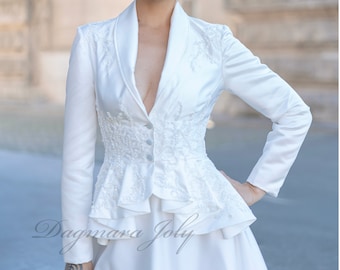 Satin Bridal Skirt Suit: Civil Wedding Outfit, Bridal Separates Set, Made to measure