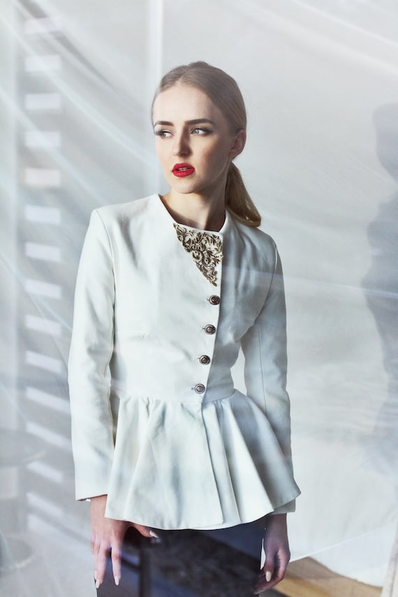 white peplum jacket