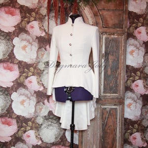 Ivory Wedding Blazer: Peplum Crepe Jacket, Asymmetrical Bridal Outfit