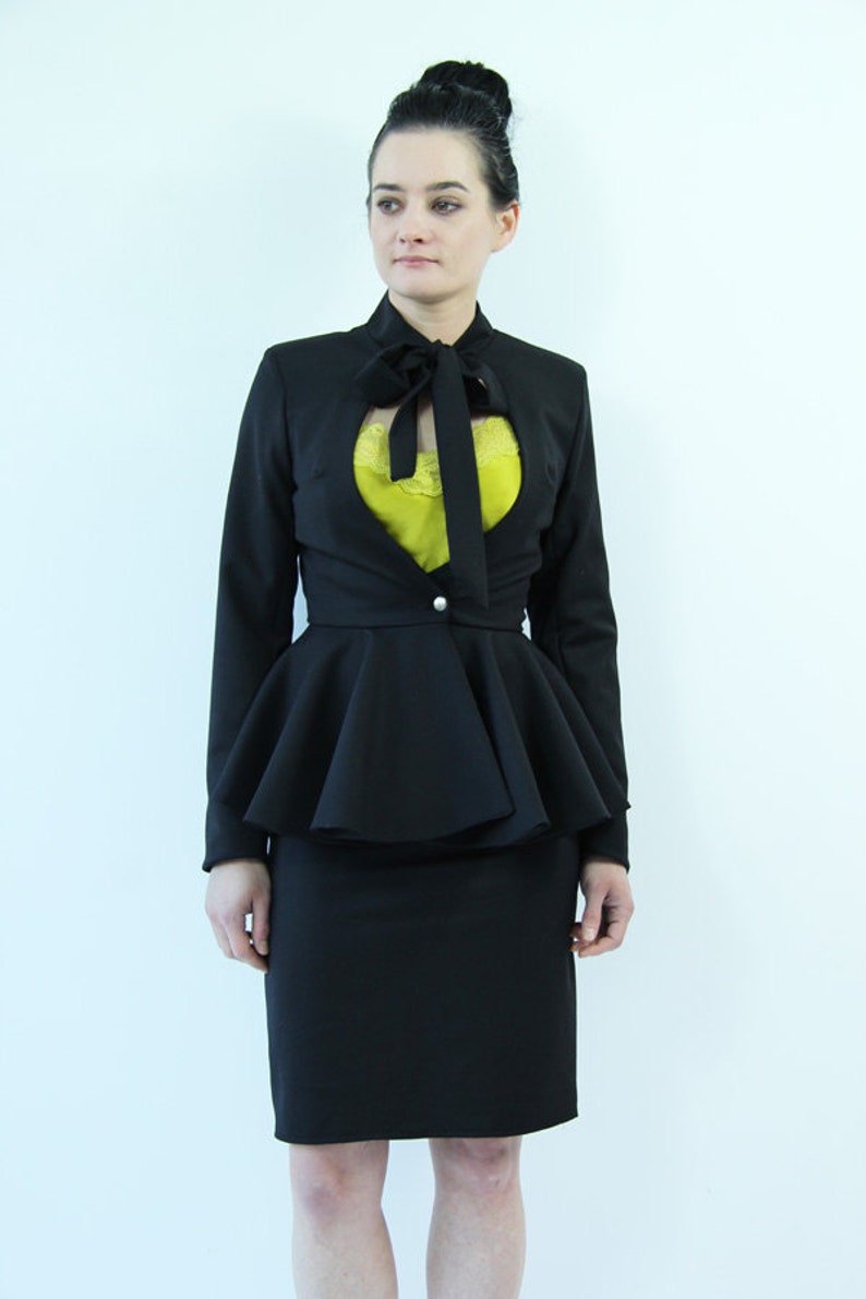 Black peplum suit Clearance