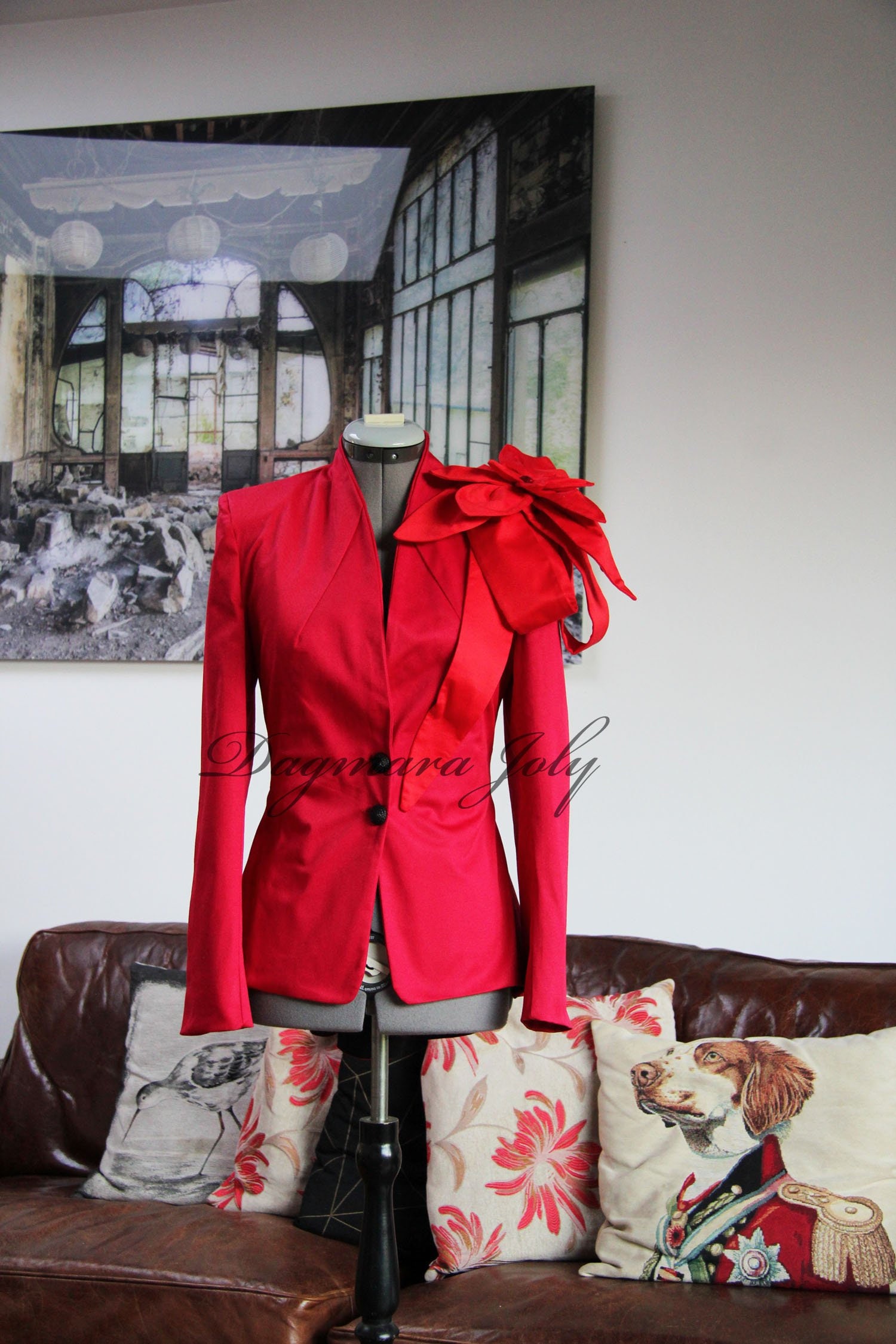 red tailored jacket womens