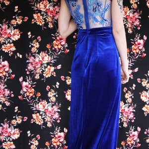 One shoulder blue velvet front slit dress, velvet train dress, women dresses, women clothing, ONE OF A KIND, long dress, floor length dress image 10