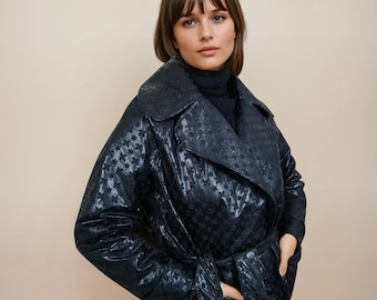 G679 used ブラック シンプル マキシ ロング トレンチ コート Prada/プラダ｜ブラック トレンチ コート