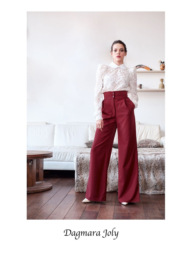 wide legged pants Women bordeaux wide legs trousers high waisted pants women pants wide legs pants pants with pockets womens clothing