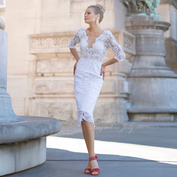 aqua short sleeve lace midi dress Caroline Lace Short Sleeves Midi Dress main image 1