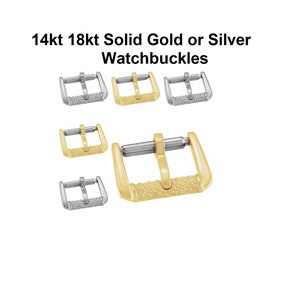 14K 18K Solid Gold or .925 Silver Watch Buckle Stingray Grain Band Size 8-16mm