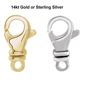 14K Gold or .925 Silver Swivel Lobster Claw Clasp Hook w/Ring Chain Findings New