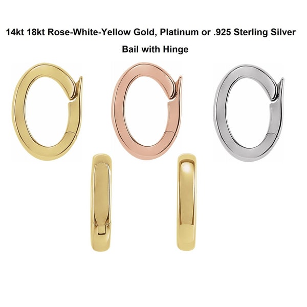 14K 18K Rose White Yellow Gold Platinum or .925 Sterling Silver Pendant Click in Bail w Hinge Pearl Bead Enhancer Charms