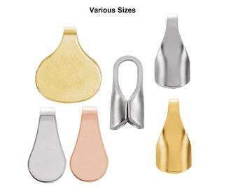 10k 14k 18k Solid Rose, White or Yellow Gold 2 pcs Flat/Round Chain End Tabs w Solder Loop Endcaps