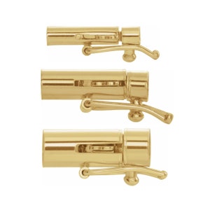 14K Yellow Gold Internal Cord In or Chain In Barrel Clasp w End Caps Snap In Tongue Figure 8 Safety