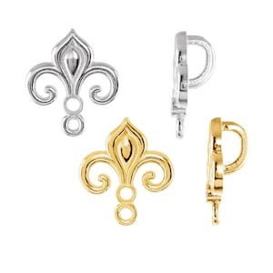 14K Solid Gold Fleur-de-Lis Hidden Pendant Bail w/Ring for 1.75mm Unset Round Stone New