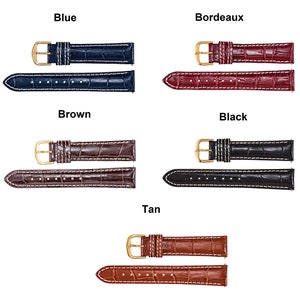 Mens Genuine Leather Alligator Grain Heavy Padded Watch & Buckle Strap Band Findings