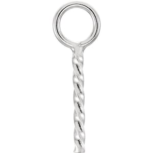 May include: Silver twisted wire headpin with a round loop at the top. The headpin is approximately 1 inch long.