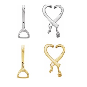 14K White, Yellow Gold or .925 Sterling Silver Hinged Pendant Hanger Bail Pearl Bead Enhancer for Attaching Charms