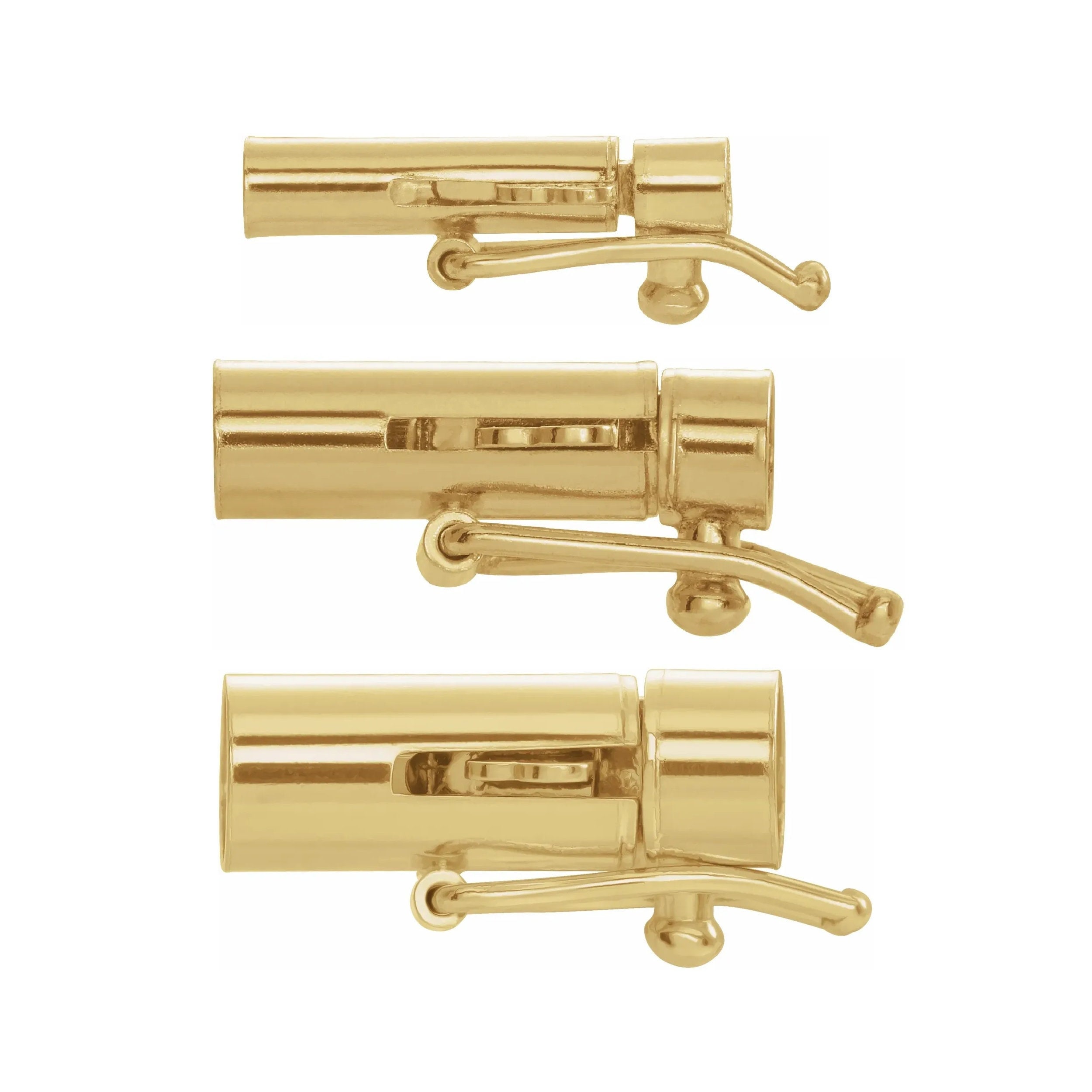 585 14金メッキ✨カフス ゴールドスウィヴル式 直線 スティック T字留め具 14K Yellow Gold Internal Cord in or Chain in Barrel Clasp W End
