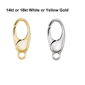 14K, 18K White, Yellow Gold or Sterling Silver Triggerless Lobster Charm Clasp with Ring