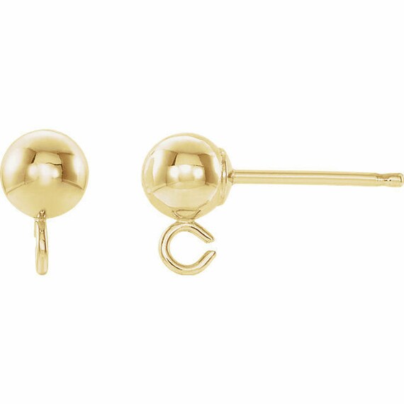 14kt Gold or Sterling Shiny Bright Finish Ball Stud Post
