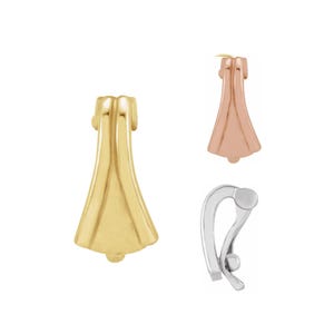 14K 18K Rose White or Yellow Gold Enhancer Bail with Safety Clasp Catch for Pearl Bead Charm Chain Pendant Dangle 2.5 x 2.5 mm ID