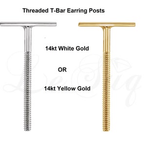 14K Yellow Gold Solid Threaded Screw Earring Post 18 Gauge Thick 0.375  Long USA - Findings Outlet