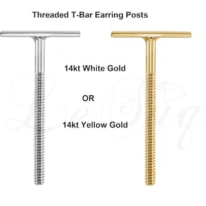 14K Yellow Gold Solid Threaded Screw Earring Post 18 Gauge Thick 0.375  Long USA