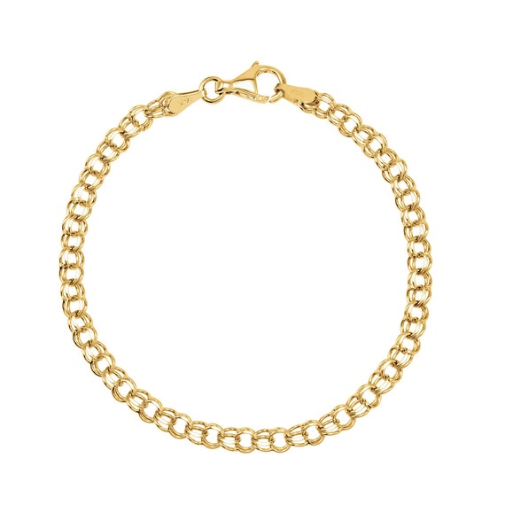 14K Solid White or Yellow Gold 3.75mm Wide 7double Link Charm