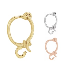 14K Rose White or Yellow Gold Enhancer Bail with Ring and Figure 8 Safety Clasp for Pearl Bead Charm Chain Pendant Dangle 7.5 x 6 mm ID