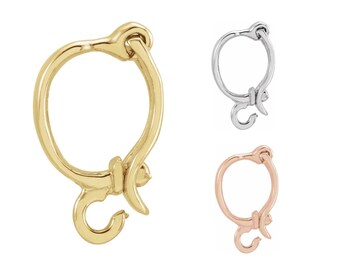 14K Rose White or Yellow Gold Enhancer Bail with Ring and Figure 8 Safety Clasp for Pearl Bead Charm Chain Pendant Dangle 7.5 x 6 mm ID