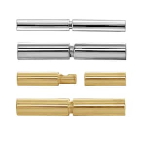 May include: Two sets of metal watch band links. One set is silver and the other is gold. Each set has two pieces that connect together.