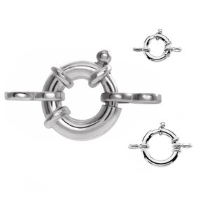 925 Sterling Silver Large Jumbo Spring Ring w/Figure 8 Rings Bead Pearl Strand Chain Clasp