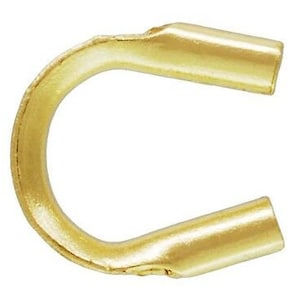 May include: Gold-toned metal crimp end bead for jewelry making. The bead is shaped like a U with rounded ends.