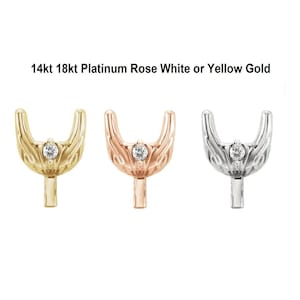 14K-18K-Solid Gold-Platinum Diamond Semi-Set Four Prong Round Peg Head Setting