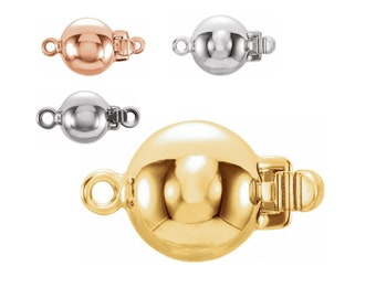 May include: Three ball clasps for necklaces or bracelets. The clasps are made of metal and are available in gold, silver, and rose gold.