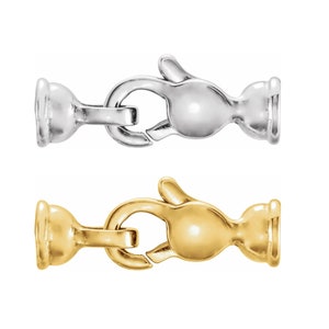 14kt White or Yellow Gold Lobster Pearl Bead Clasp w/Tie Bar End Caps Stringing