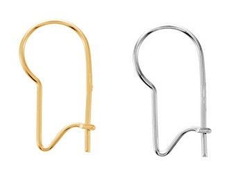 May include: Two earring hooks, one gold and one silver, with a simple, curved design.