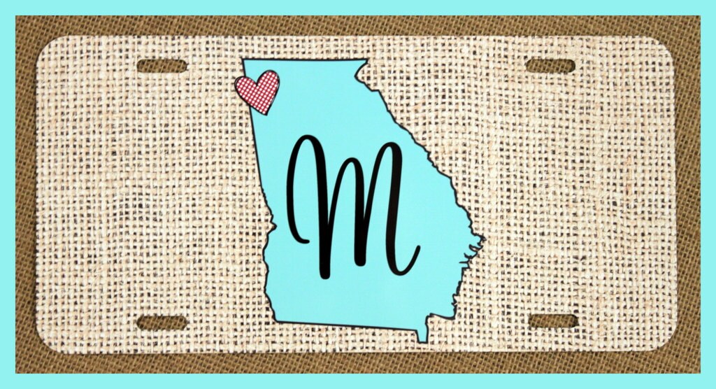 License Plate Car Tag Burlap Personalized Monogrammed Etsy
