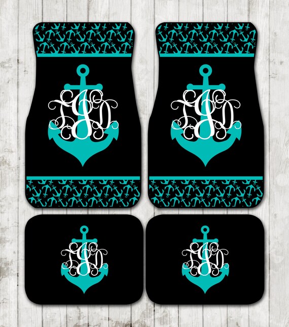 Nautical Monogram Anchor Car Floor Mats Anchors Personalized Etsy