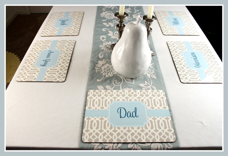 Placemats Hardboard Dining Table Setting Monogrammed Etsy