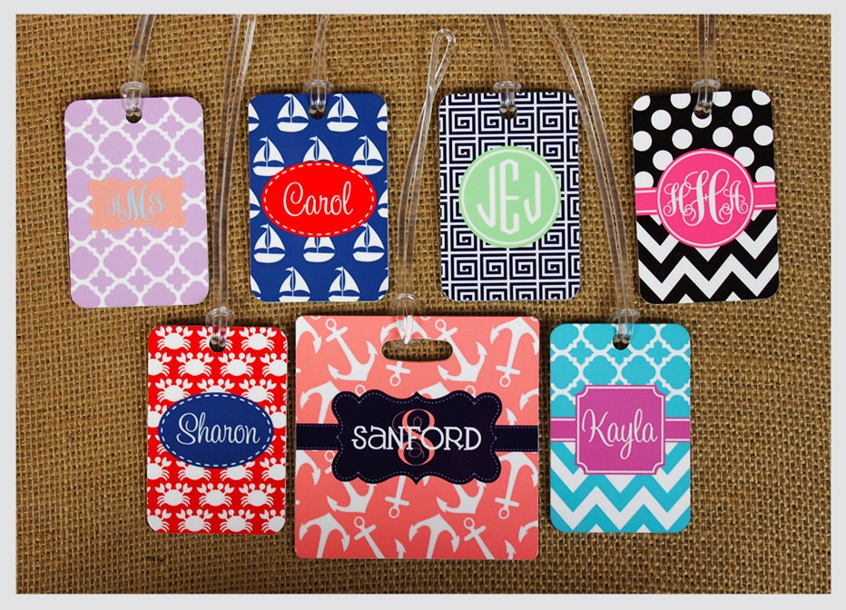 Bag Tags Monogram Gift Luggage Monogrammed Gifts Gym Bag Tags Etsy