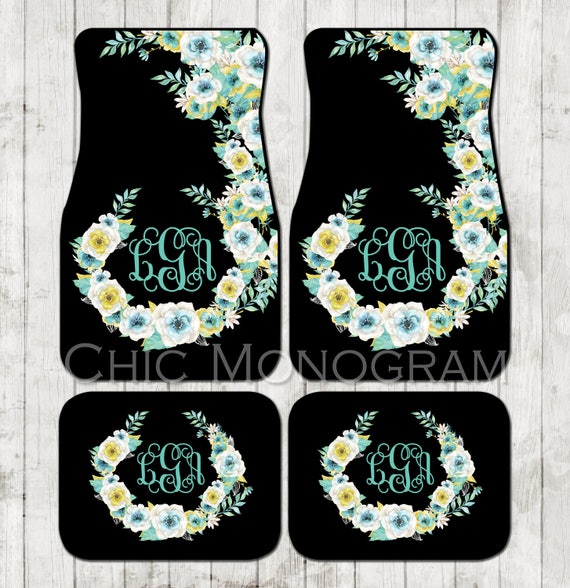 Monogrammed Floor Mats >> Aqua Floral Monogrammed Car Mats Classy Black Monogram Carmats Car Floor Mats Custom Car Accessories For Her Car Decor Cute Car Accessories Monogrammed Floor Mats >> Aqua Floral Monogrammed Car Mats Classy Black Monogram Carmats Car Floor Mats Custom Car Accessories For Her Car Decor Cute Car Accessories