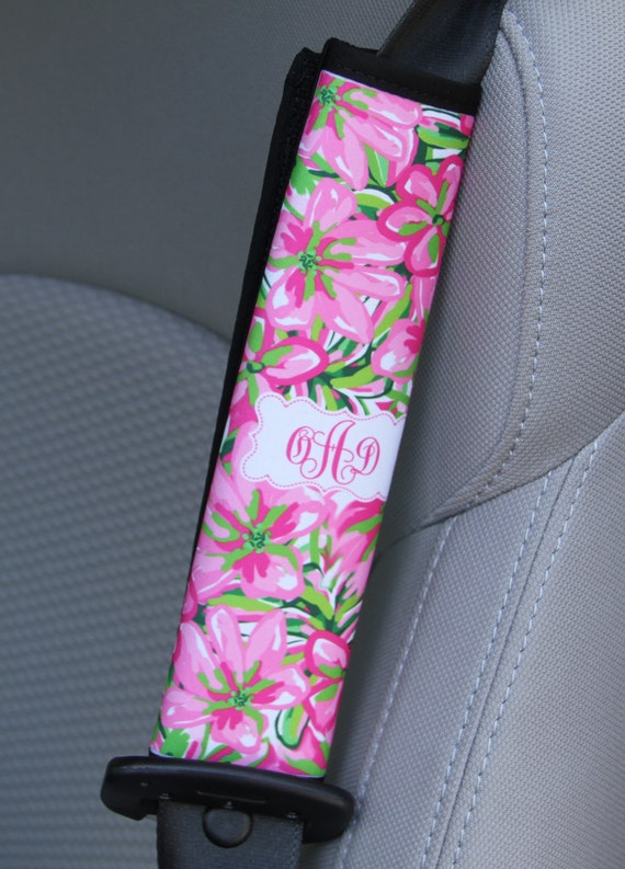 Seat Belt Cover Monogrammed Personalized Custom Preppy Floral Etsy