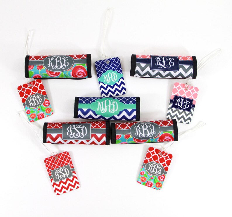 Coordinating Luggage Finder & Luggage Tag Monogram Chevron Etsy